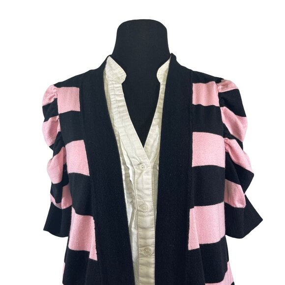 INC International Concepts Womens Sz Large Striped 2fer Top with Ruched Sleeves - Picture 3 of 9